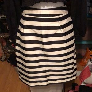 Black and ivory striped knee length skirt